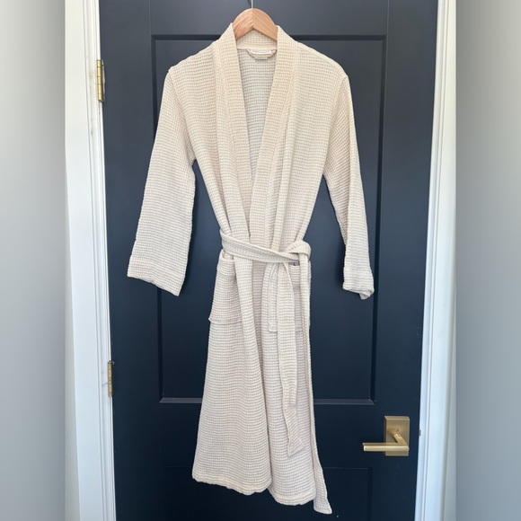 Coyuchi Organic Cotton Waffle Knit Robe XS/S Undyed GOTS spa Bathrobe unisex - Picture 2 of 8